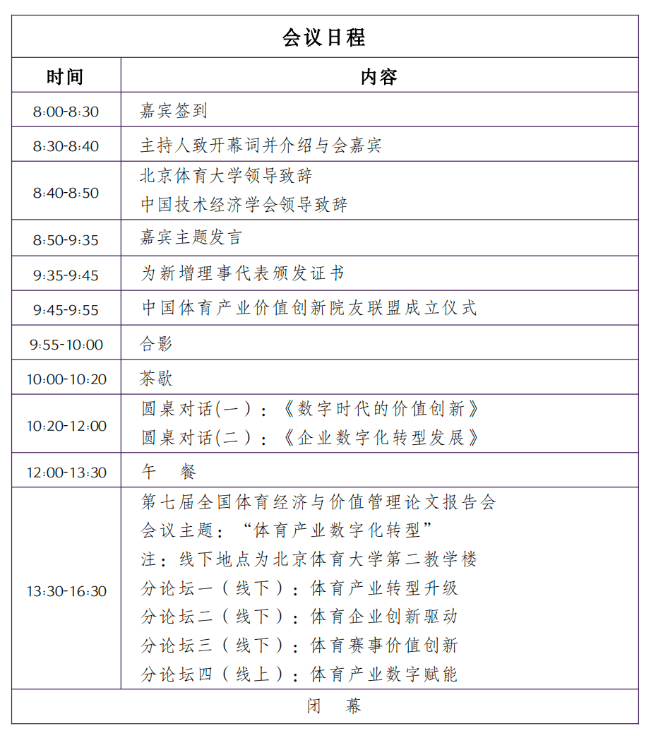 【倒计时三天】第九届中国体育产业价值创新论坛会议主题、日程发布