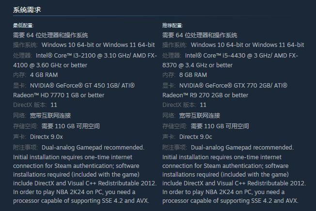 NBA2K24最低配置是什么？NBA2K24推荐配置分享