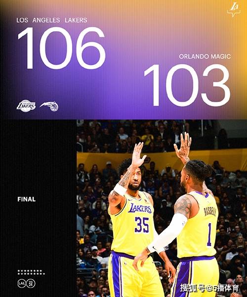 【九球体育】NBA常规赛：湖人106-103险胜魔术,詹姆斯19分,浓眉砍26+19