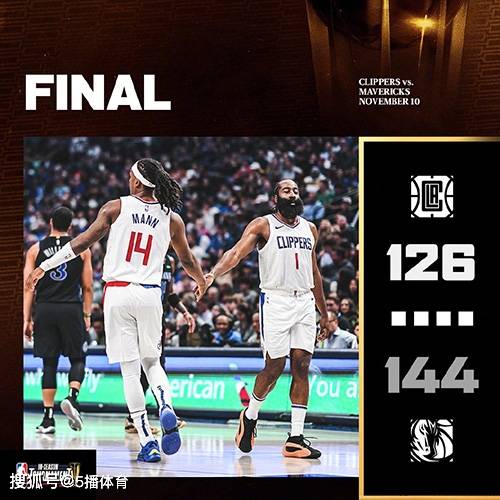 NBA常规赛：独行侠144-126送快船4连败,东契奇44+6+6,欧文27分