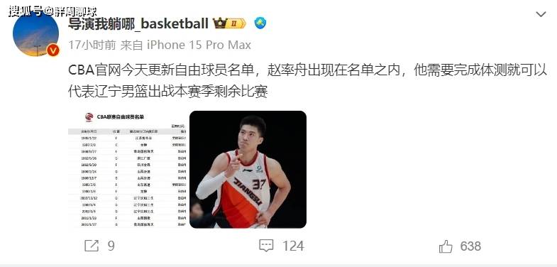 CBA::恭喜郭艾伦CBA，辽篮阵容补强双喜临门，CBA国手加盟，赵继伟迎帮手