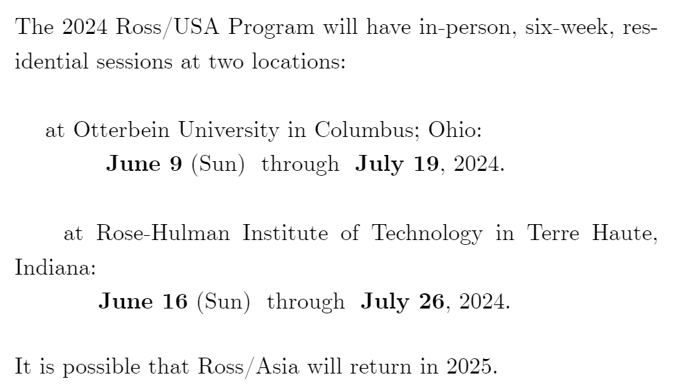 【九球体育】罗斯数学营2024已开放申请，亚洲营取消？