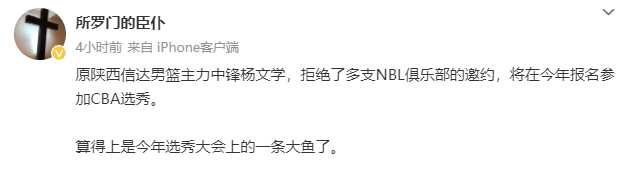 NBL::正式确定！NBL全明星大中锋报名参加CBA选秀NBL，山东男篮会出手吗？